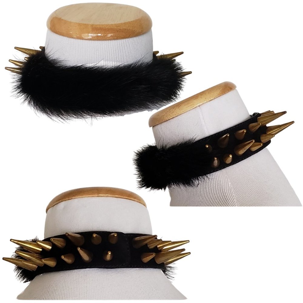 Authentic Giuseppe Zanotti Spike & Mink Fur Choker - Picture 3 of 7